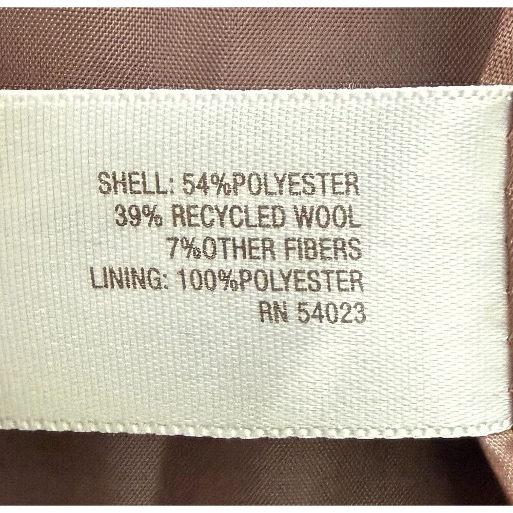 Women’s Brown Wool Blend Double Breasted Jacket‎ Classic Tailored Peacoat Sz XS